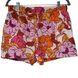 {RACHEL Rachel Roy} 100% Linen Floral Tropical Summer Vacation Beach Shorts